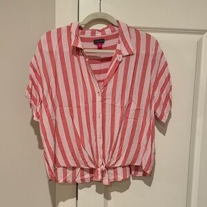 Vince Camuto Coral and White Striped Blouse